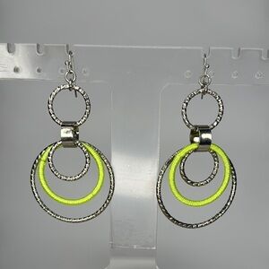 Green and Silver Concentric Circle Earrings